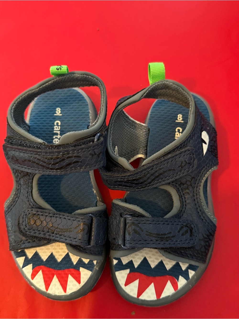 Carter's Navy Shark-Print Toddler Sandals with Lights Boys size 8